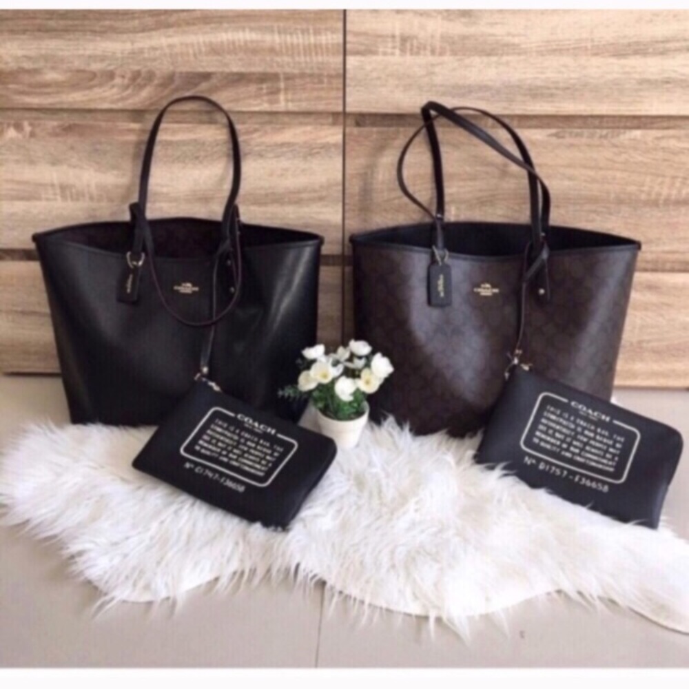 🌷coach reversible tote&pouch/shoulder bag/large - Picture 5 of 8